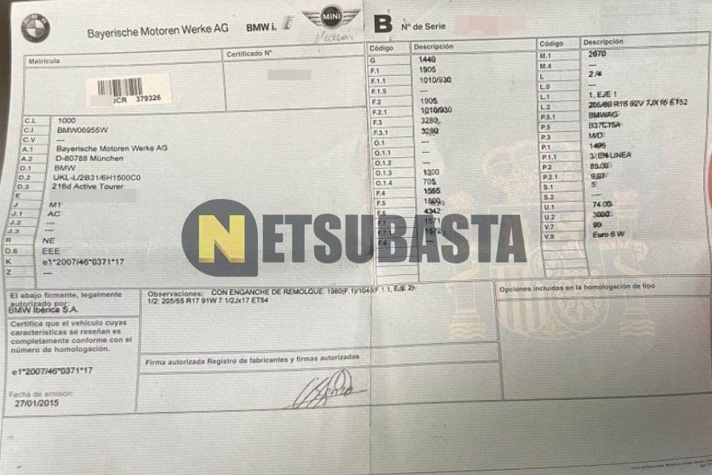 Bmw 216d Active Tourer 2015