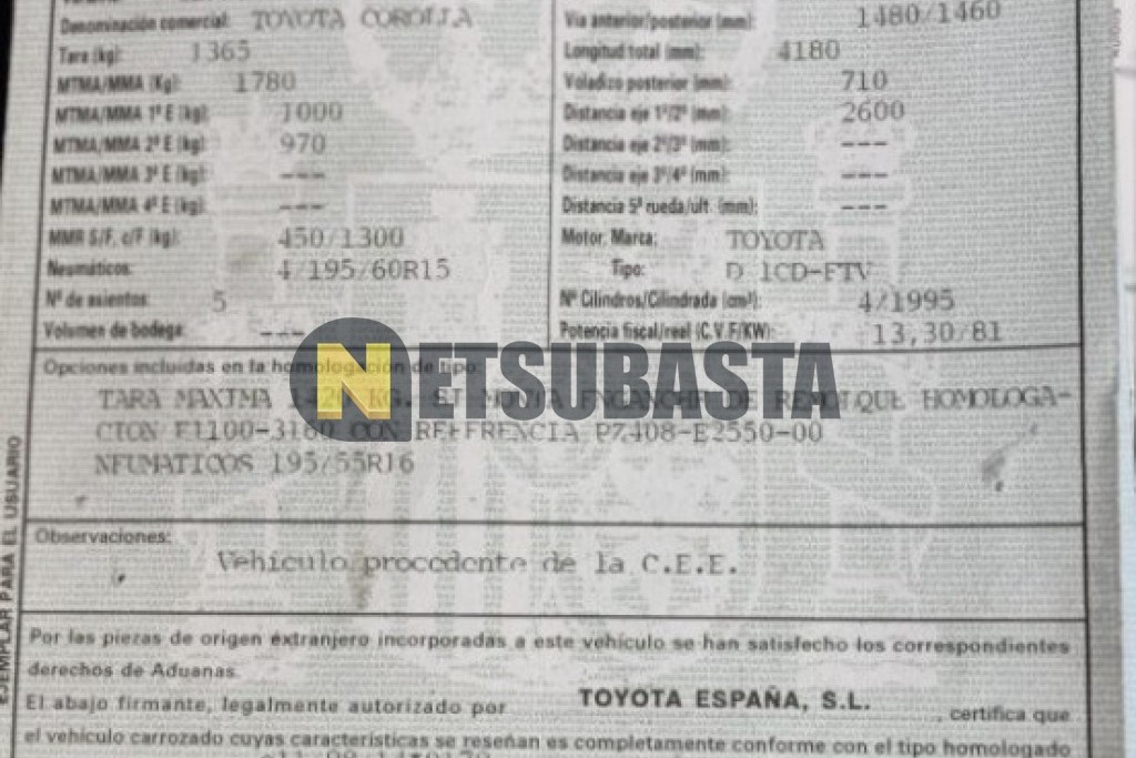 Toyota Corolla 2.0 D4-D 2002