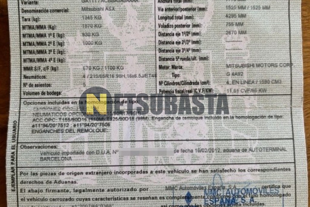 Mitsubishi ASX 160 MPI 2012