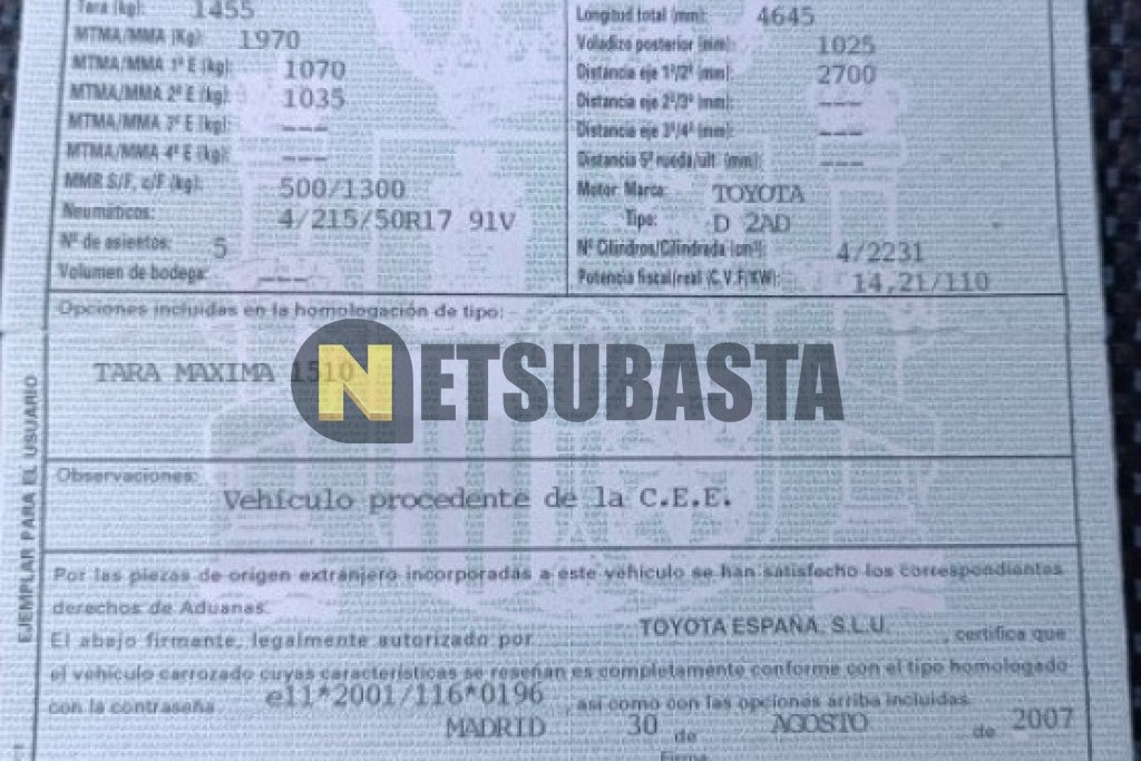 Toyota Avensis 2.2 D-4D 2007
