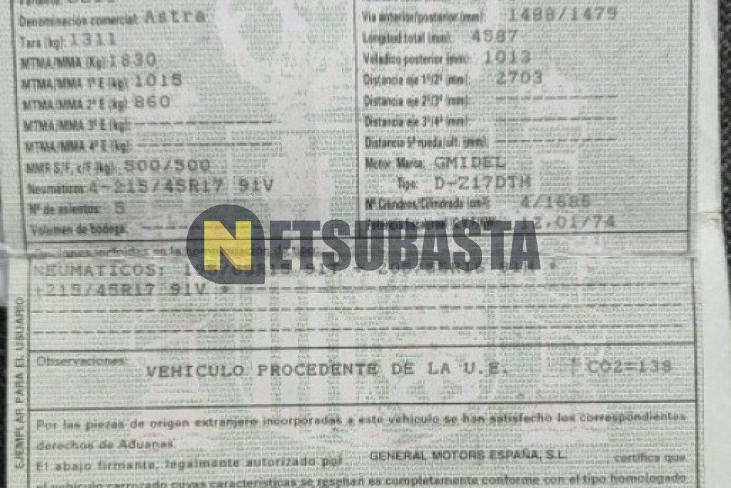 Opel Astra Sedán 1.7 CDTi 2008