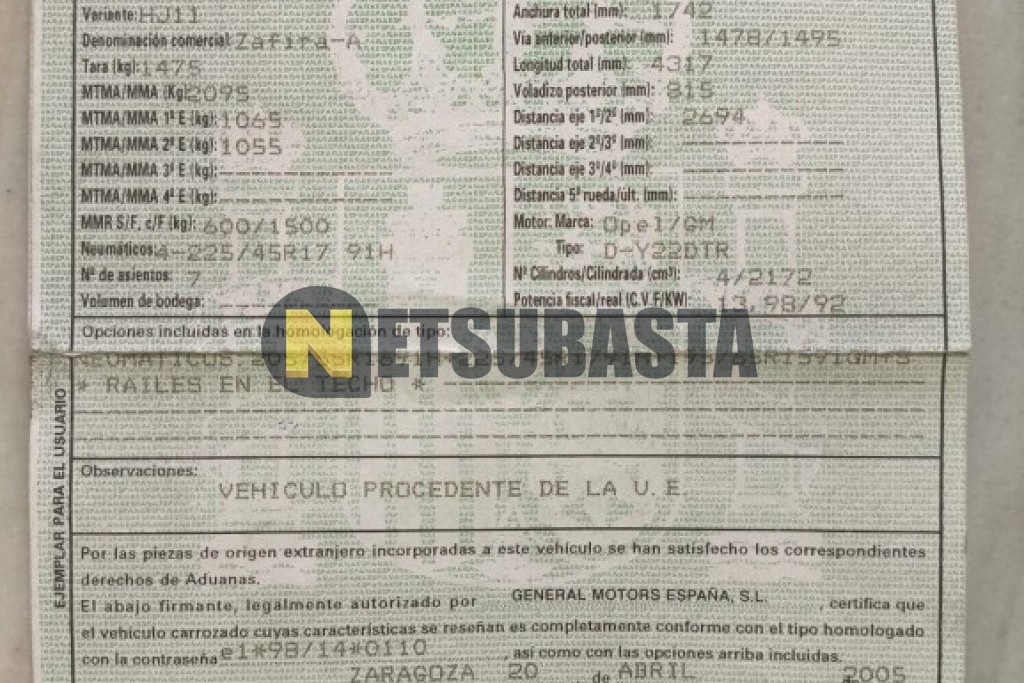 Opel Zafira 2.2 DTi 2005