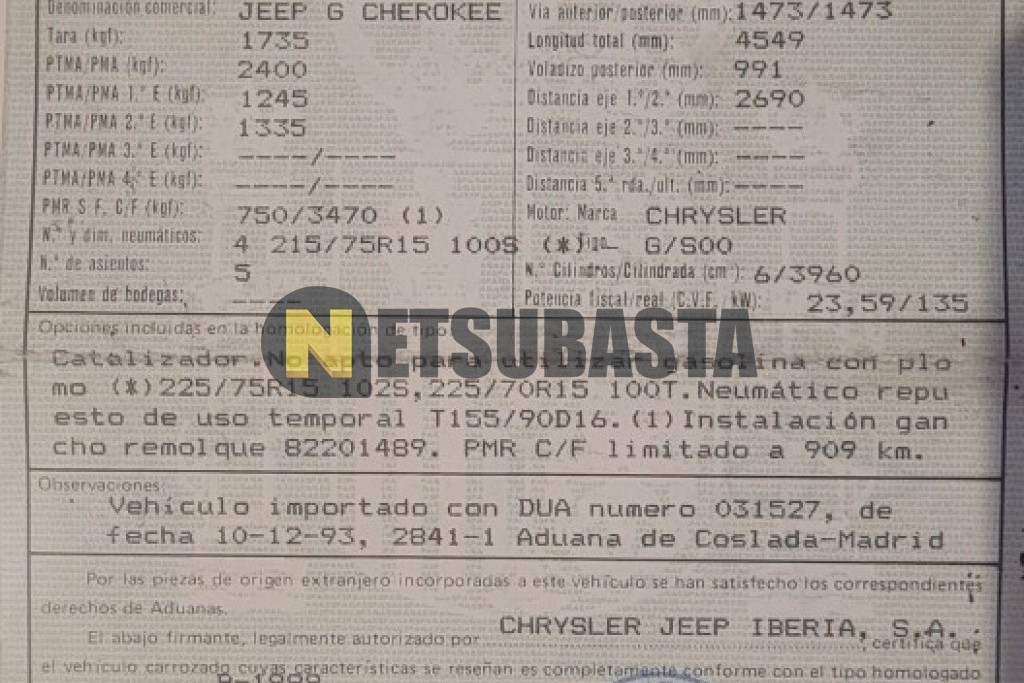 Jeep Grand Cherokee 4.0 1994