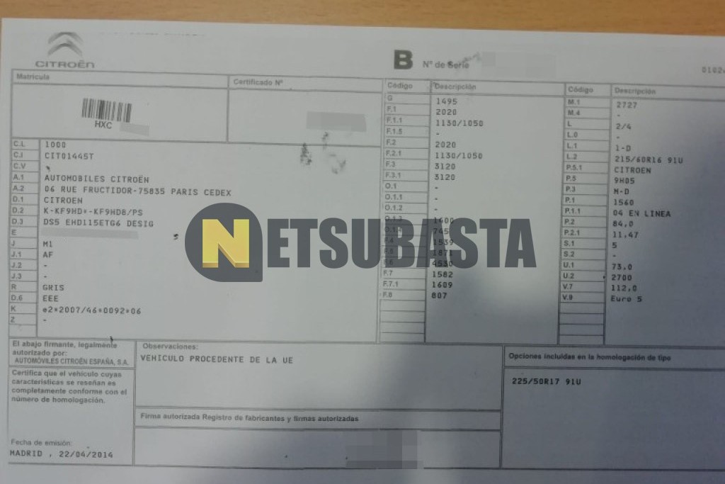DS DS 5 1.6 e-HDi ETG6 2014