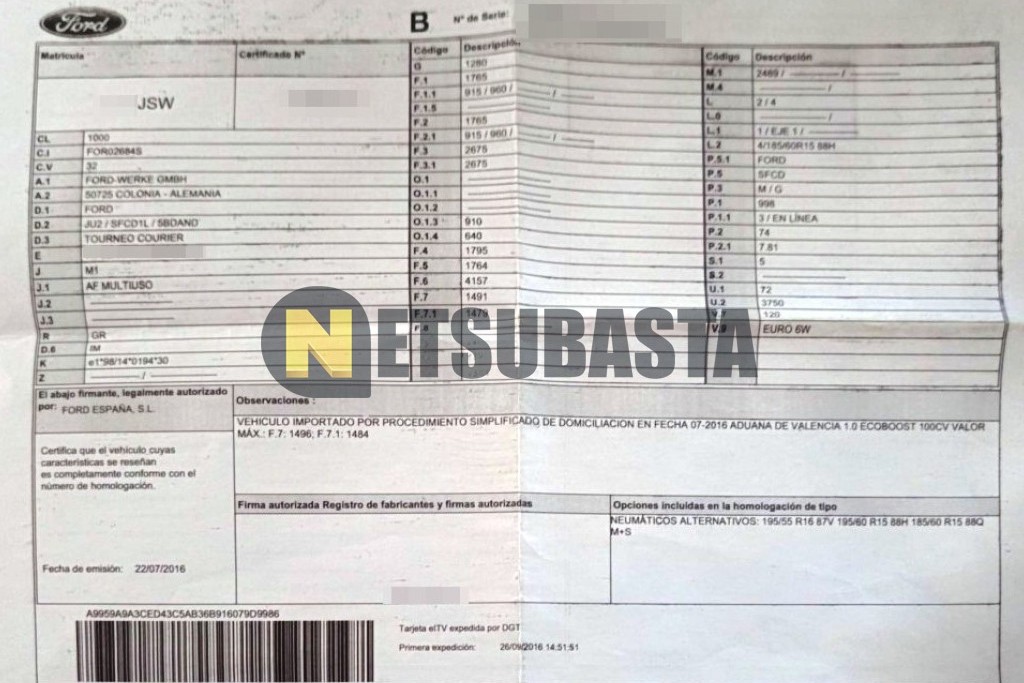 Ford Tourneo Courier 1.0 EcoBoost 2016