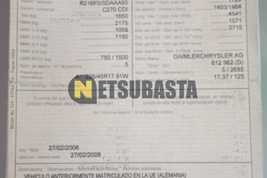 Mercedes-Benz C 270 CDI Familiar Aut 2001
