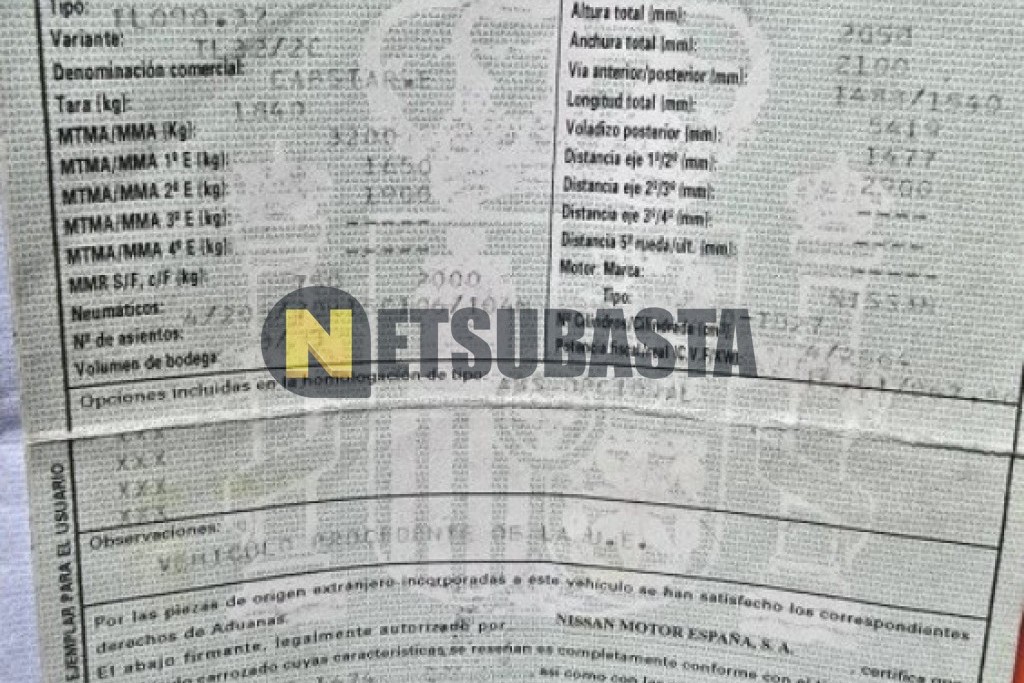 Nissan Cabstar E 95 Chasis/Cabina 2003