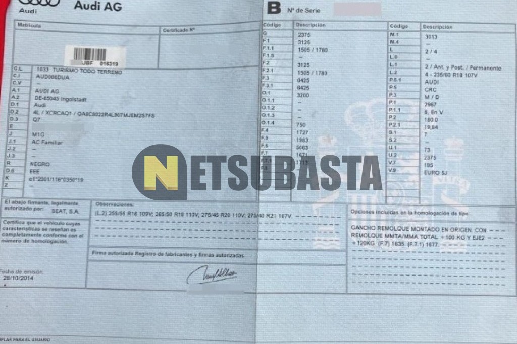 Audi Q7 3.0 TDI quattro tiptronic 8 vel. DPF 2014