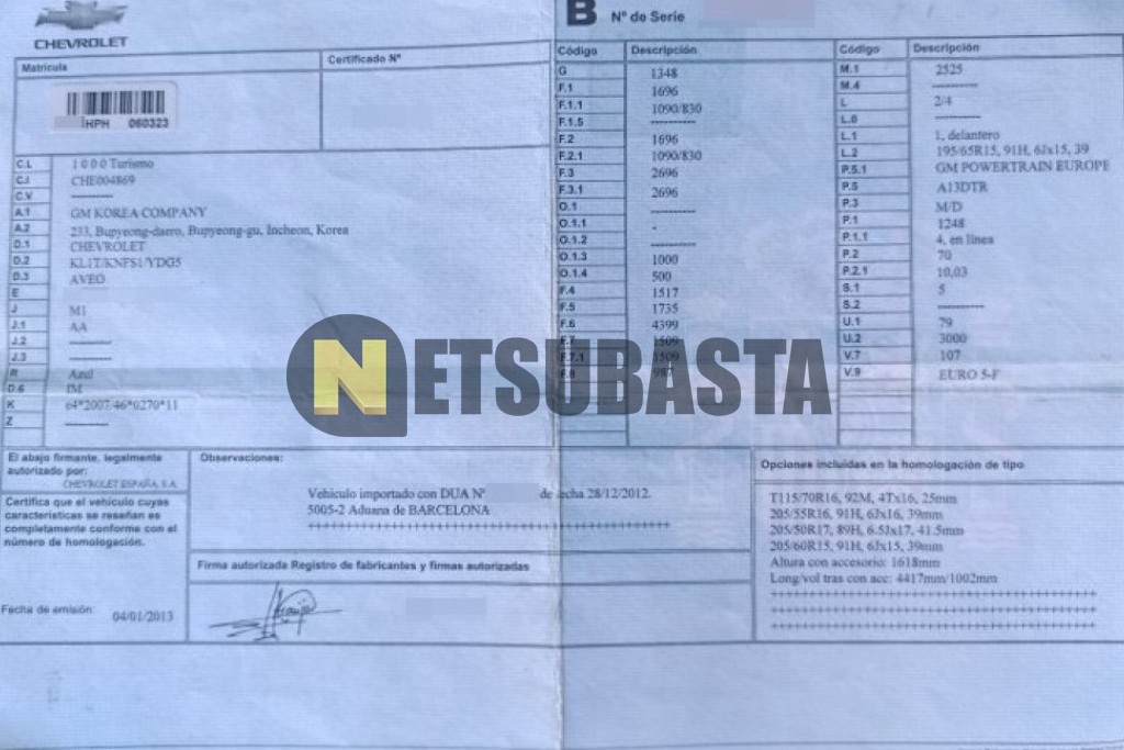 Chevrolet Aveo 1.3 D 2013