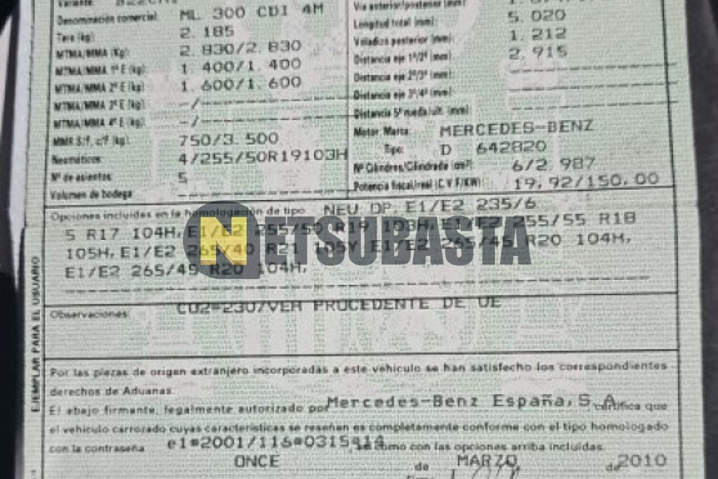 Mercedes-Benz ML 300 CDI BlueEFFICIENCY 2010