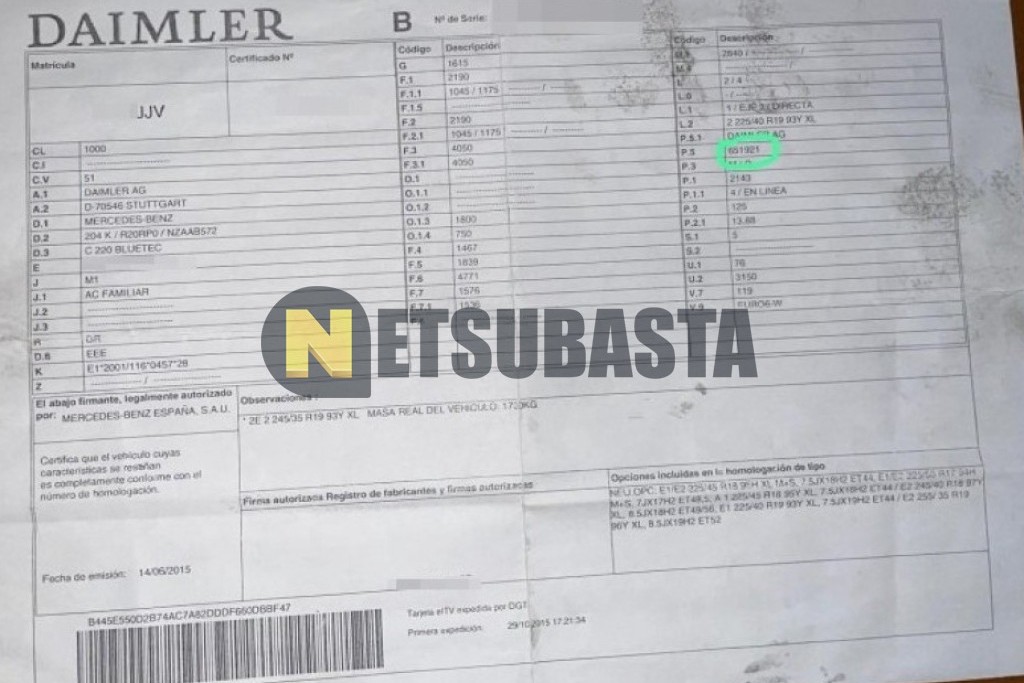 Mercedes-Benz C 220 d Estate 7G-TRONIC 2015