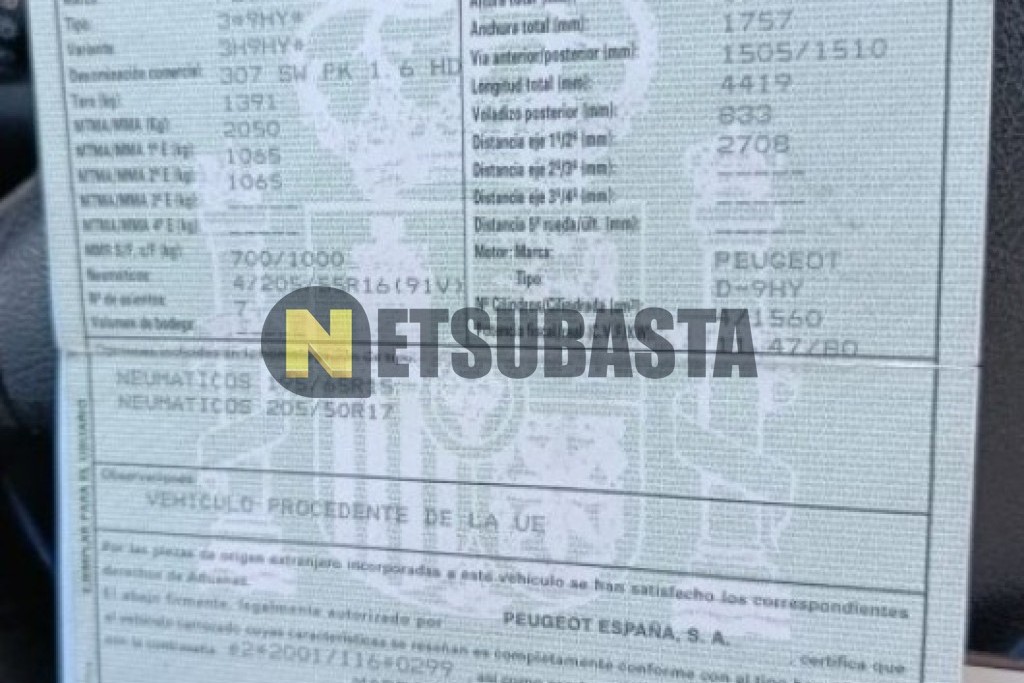 Peugeot 307 SW 1.6 HDI 2005