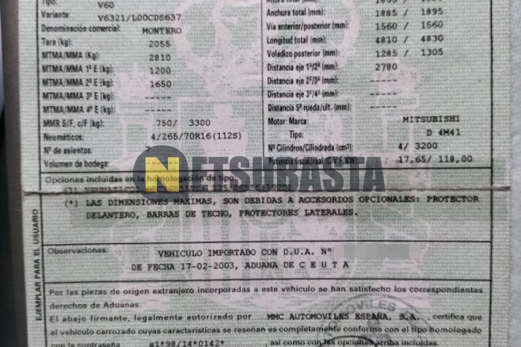 Mitsubishi Montero 3.2 DI-D 2003