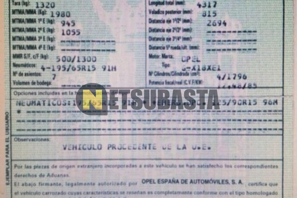 Opel Zafira 1.8 16V 2000