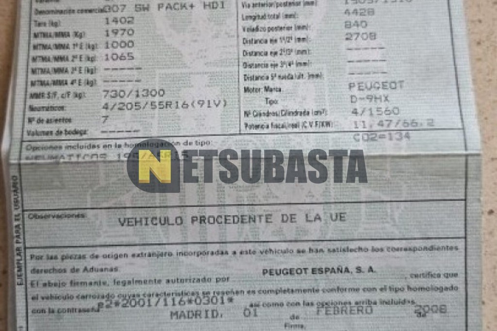 Peugeot 307 SW 1.6 HDI 2008
