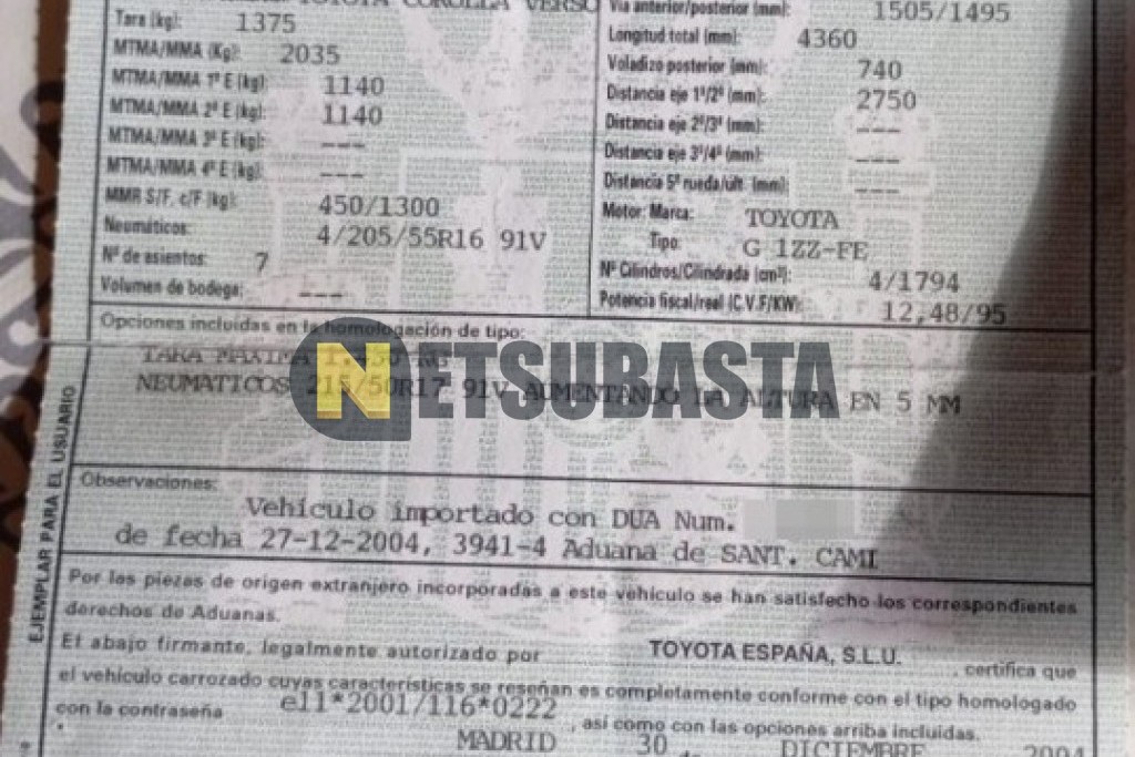 Toyota Corolla Verso 1.8 VVT-i 2005