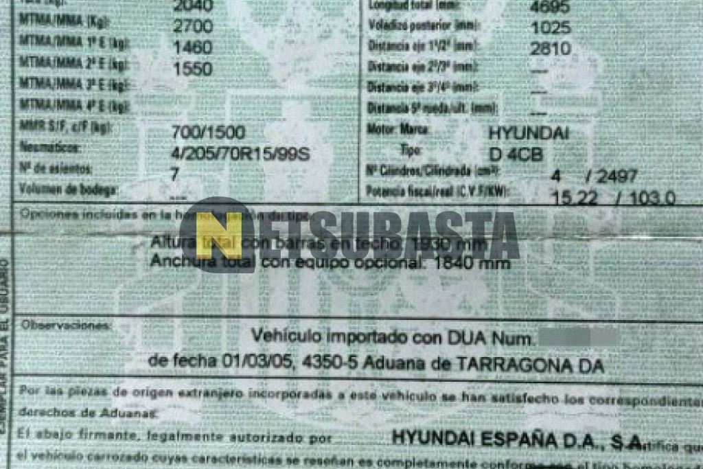 Hyundai H-1 2.5 CRDi 7 plazas 2005