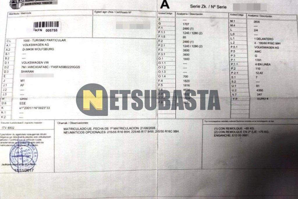 Volkswagen Sharan 1.8 T Tiptronic GLP 2008