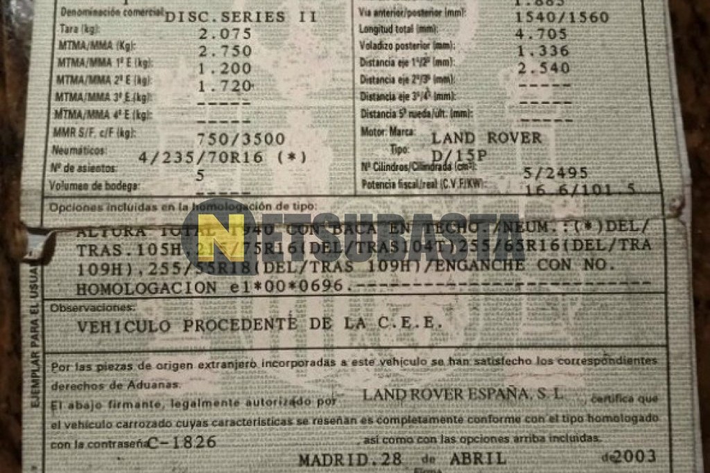 Land-Rover Discovery 2.5 Td5 2003