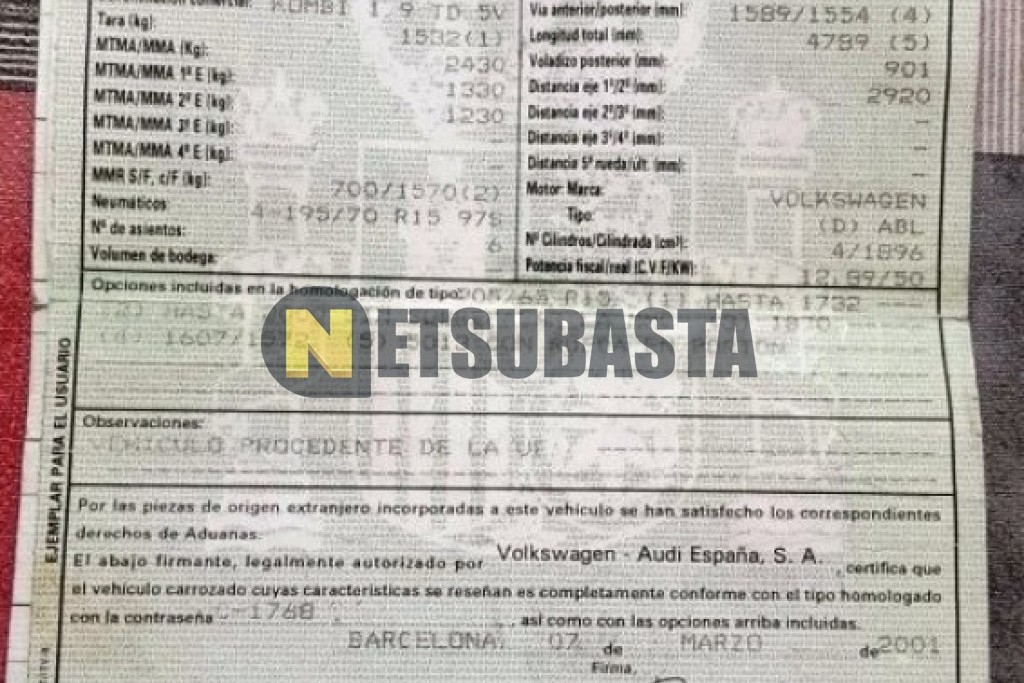 Volkswagen Transporter 1.9 TD 2001