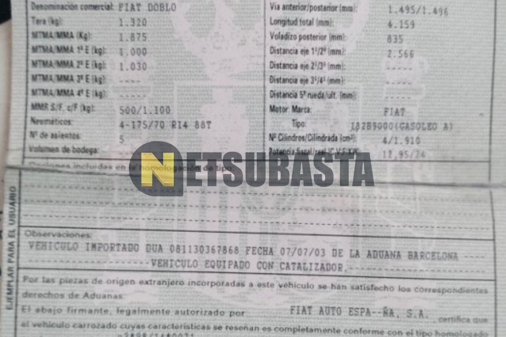 Fiat Doblo 1.9 JTD 2003