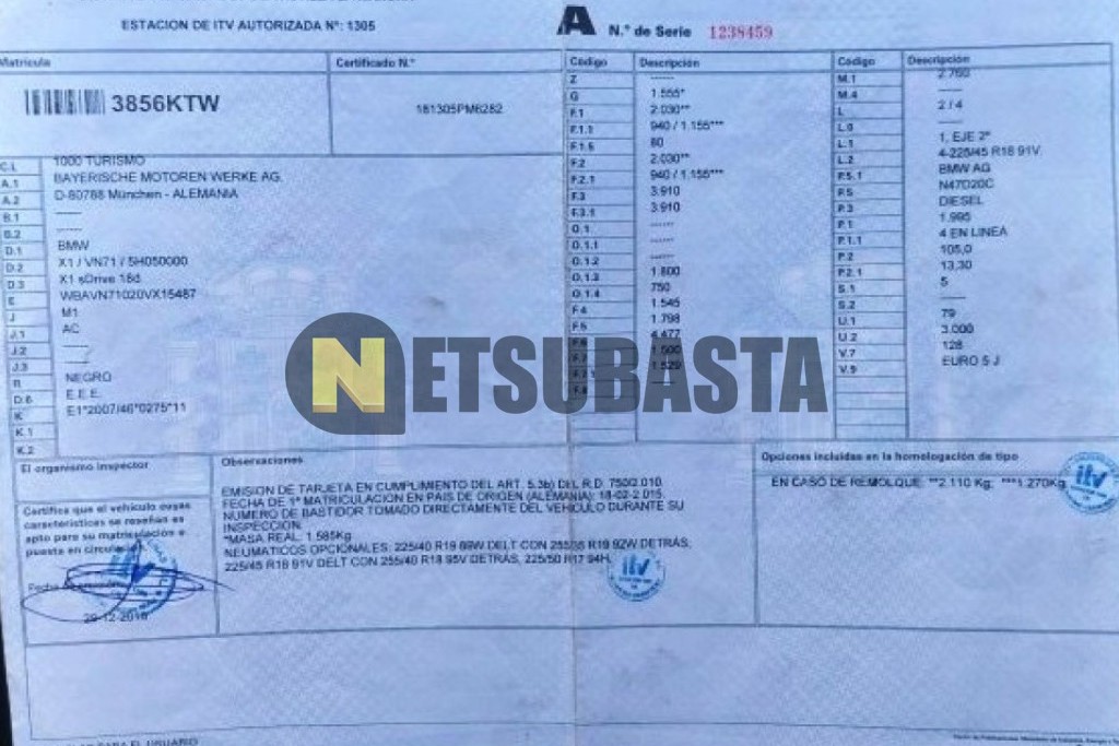 Bmw X1 sDrive18d 2015