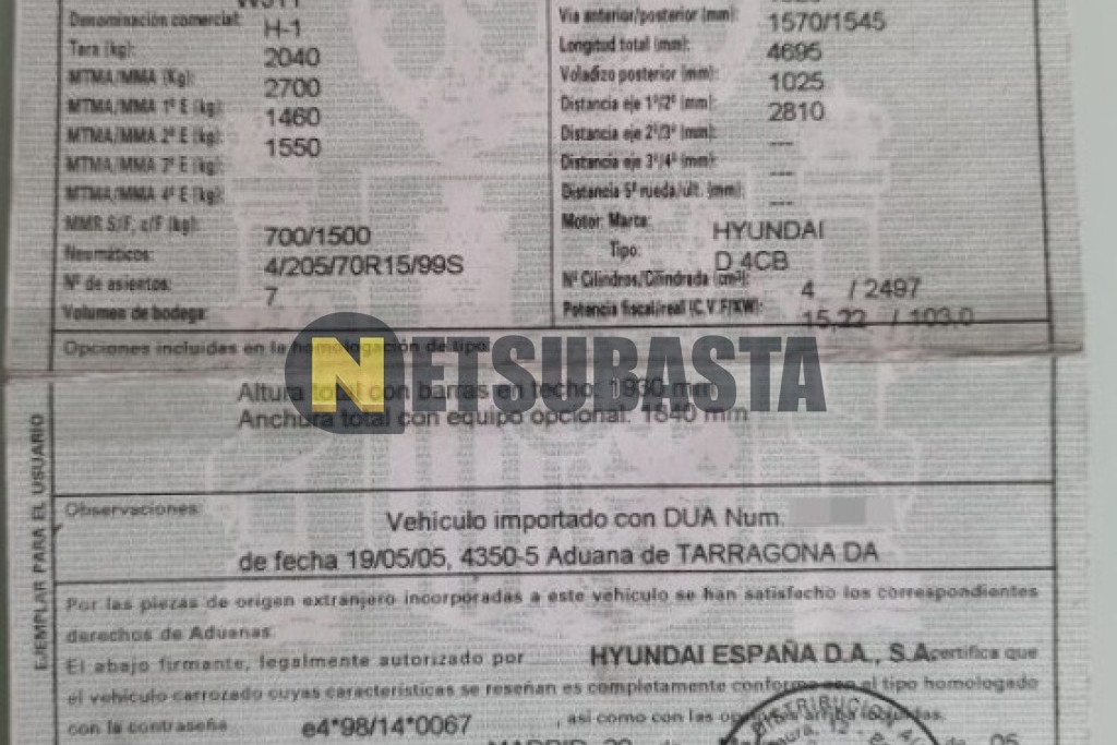 Hyundai H-1 2.5 CRDi 2005