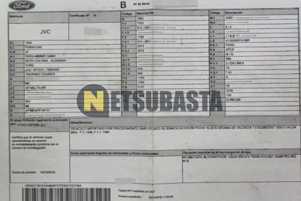 Ford Tourneo Courier 1.0 EcoBoost 2016