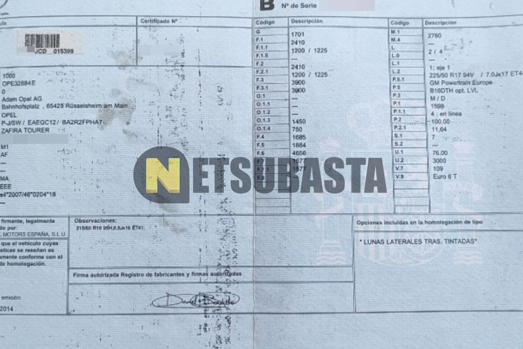 Opel Zafira Tourer 1.6 CDTI 7 plazas 2015