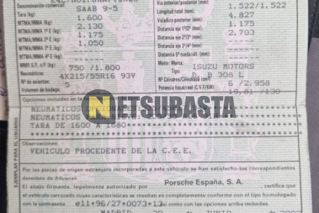 Saab 9-5 Sedán 3.0 V6 TiD 2003