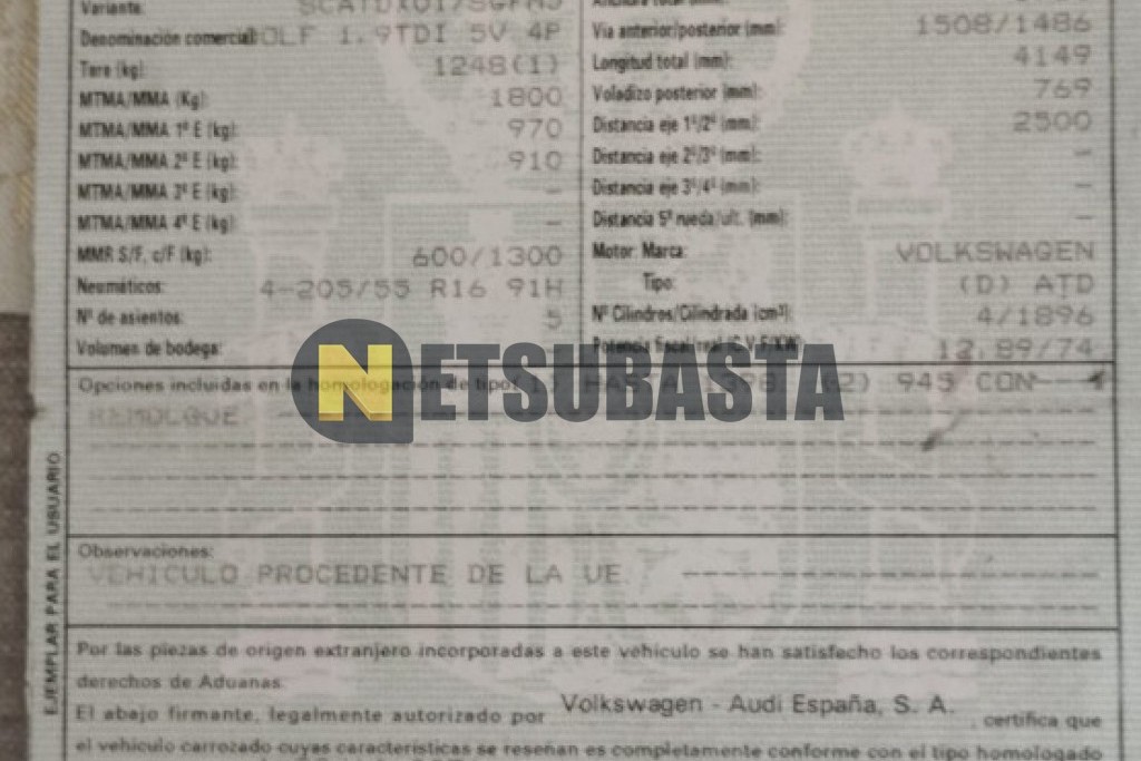 Volkswagen Golf 1.9 TDI 2002