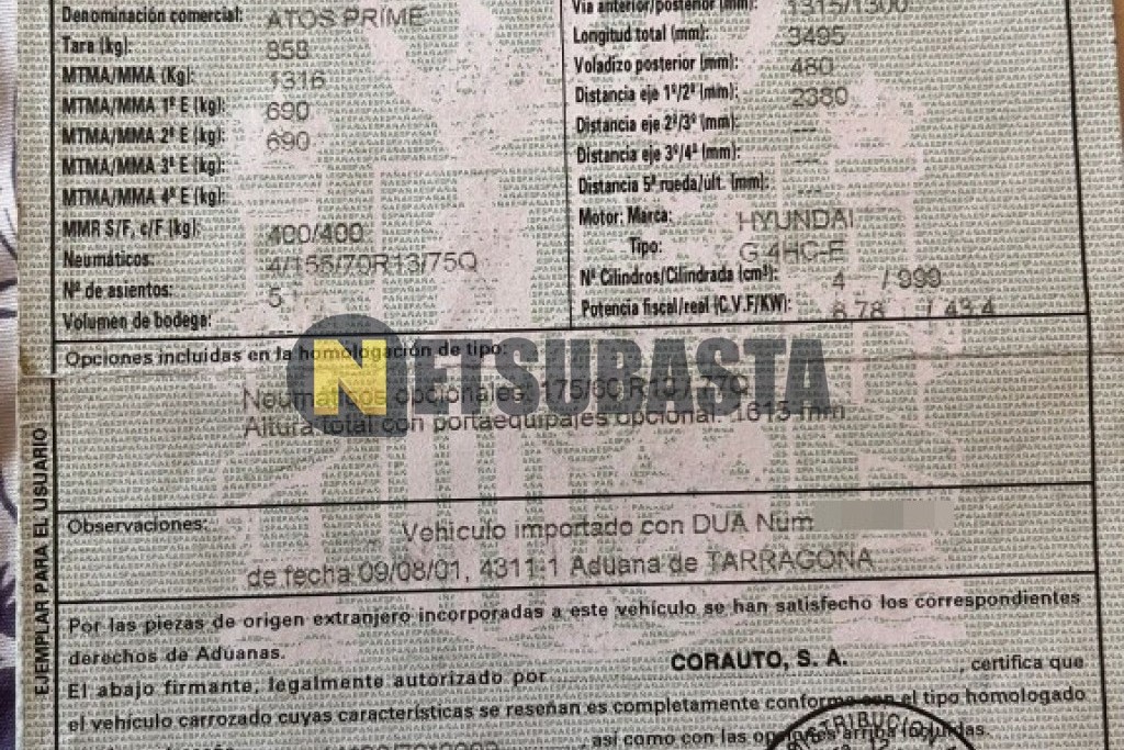 Hyundai Atos Prime 1.0 Aut. 2001