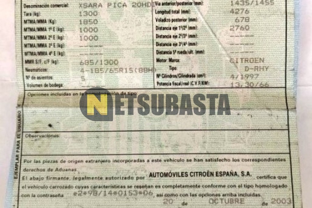 Citroën Xsara Picasso 2.0 HDi 2003