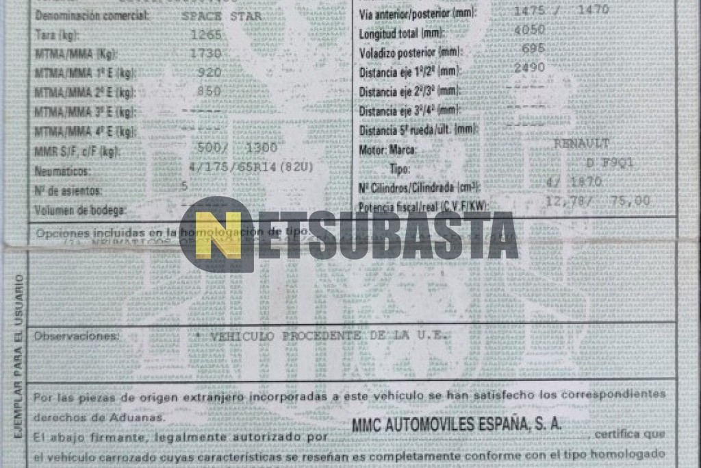 Mitsubishi Space Star 1.9 DI-D 2004