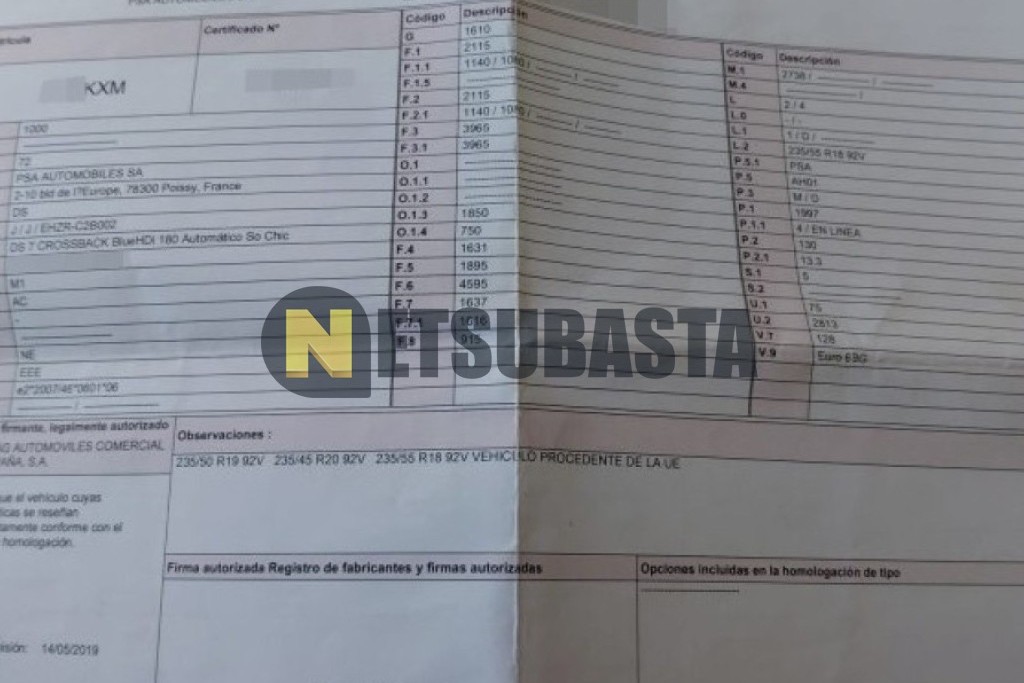 DS DS 7 Crossback 2.0 BlueHDi Automático 2019