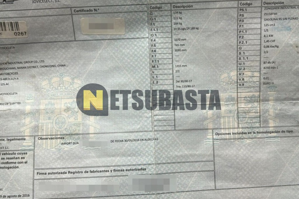 MH Motorcycles NK3 125 2016