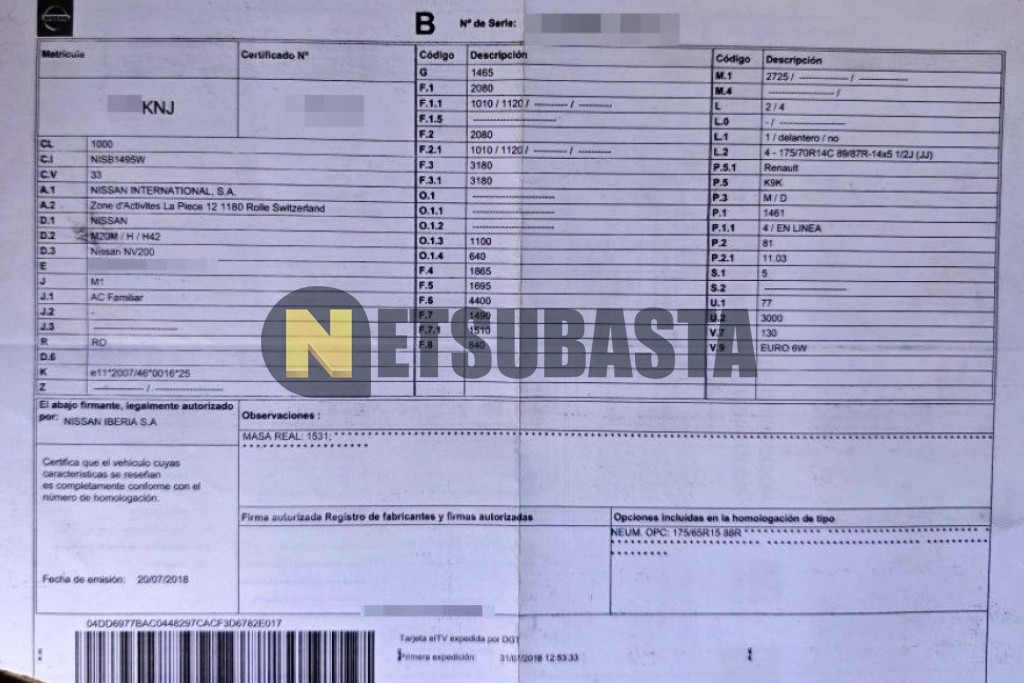 Nissan NV200 Evalia 1.5 dCi 2018