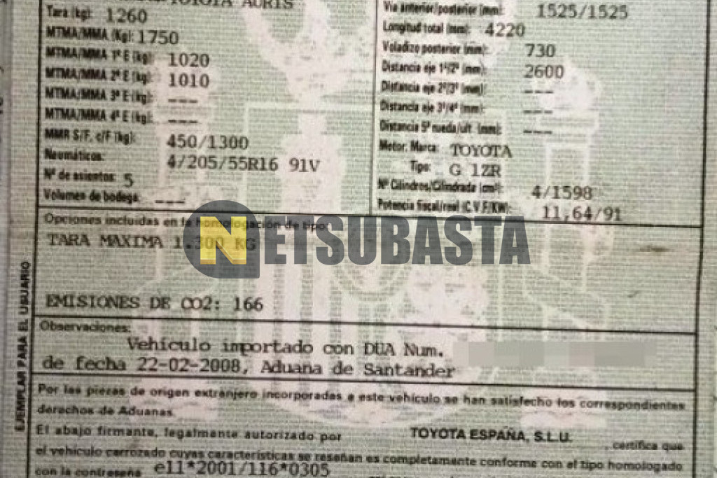 Toyota Auris 1.6 VVT-i 2008