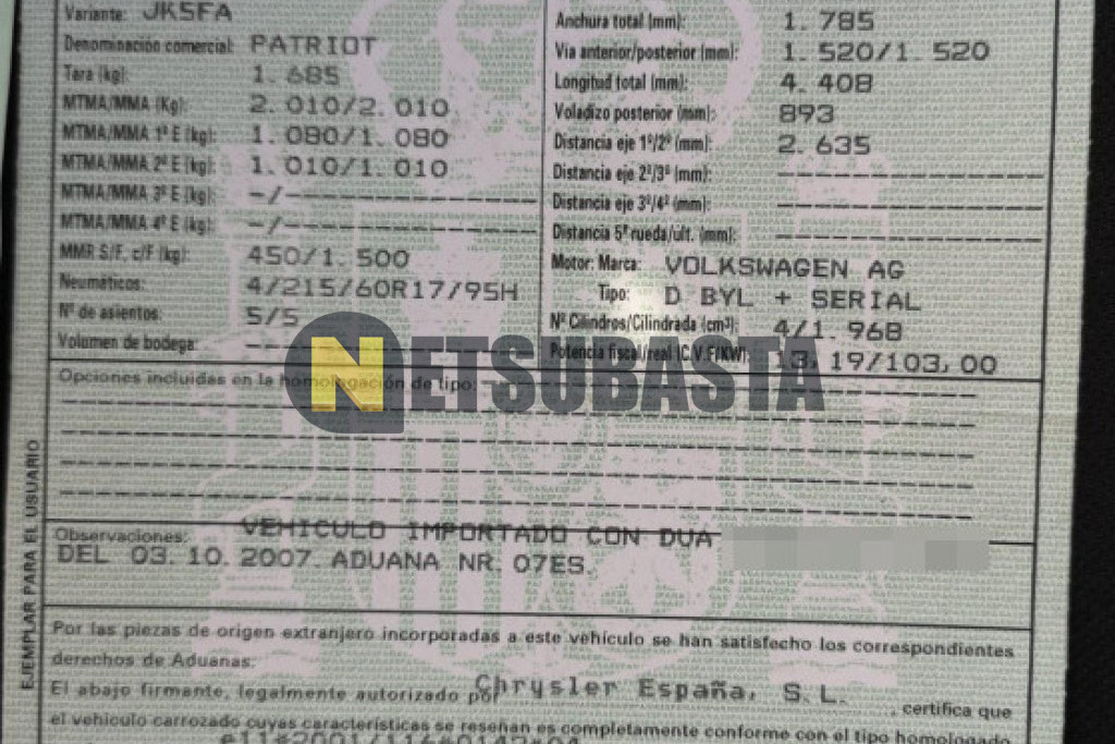 Jeep Patriot 2.0 CRD 2009