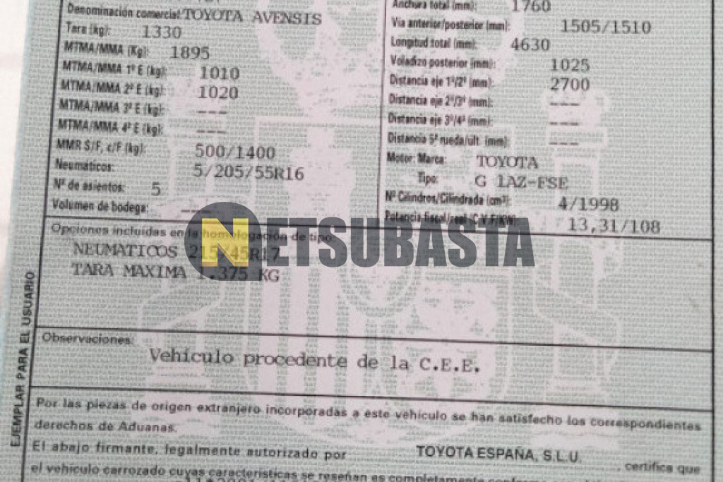 Toyota Avensis 2.0 VVT-i 2004
